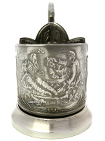 Подстаканник никелированный "Охотники на привале" Кольчугино