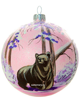 Новогодний елочный шар "Медведь" d 100 мм
