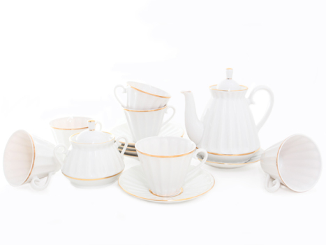 Сервиз чайный форма "Лучистая" Белоснежка 6/14 Императорский фарфоровый завод