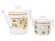 Сервиз чайный форма "Гербовая", рисунок "Нефритовый фон" 6/20, Императорский фарфоровый завод