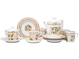 Сервиз чайный форма "Гербовая", рисунок "Нефритовый фон" 6/20, Императорский фарфоровый завод