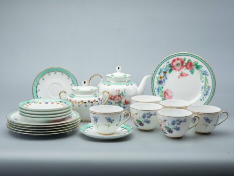 Сервиз чайный, форма "Весенняя-2" рисунок "Улыбка флоры",  20 предметов на 6 персон, Императорский фарфоровый завод