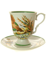 Фарфоровый бокал с блюдцем форма "Классический" рисунок "Утки" Дулево