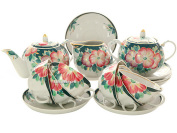 Чайный сервиз форма "Тюльпан" рисунок "Анютины глазки" 6/15, Дулевский фарфор