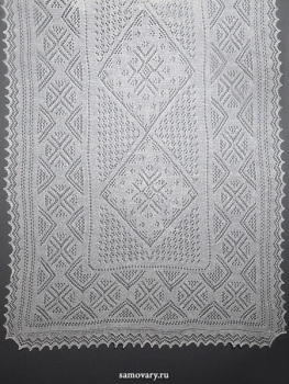 Оренбургский ажурный пуховый палантин экрю, арт. A 16070-02