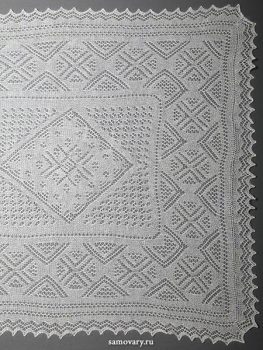 Оренбургский ажурный пуховый палантин экрю, арт. A 16070-02