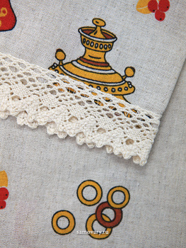 Полотенце с кружевом "Самовары-валенки" 45х75 см