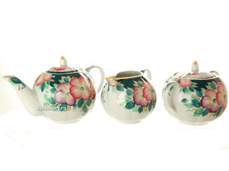 Чайный сервиз форма "Тюльпан" рисунок "Анютины глазки" 6/15, Дулевский фарфор