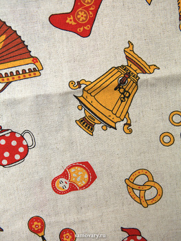 Полотенце с кружевом "Самовары-валенки" 45х75 см