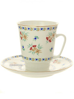 Кофейная чашка с блюдцем форма "Майская" рисунок "Голубые колокольчики", Императорский фарфоровый завод