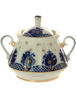 Сахарница форма "Лучистая" рисунок "Корзиночка", Императорский фарфоровый завод