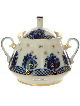 Сахарница форма "Лучистая" рисунок "Корзиночка", Императорский фарфоровый завод