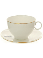 Чайная чашка с блюдцем форма "Яблочко" рисунок "Золотой кант", Императорский фарфоровый завод