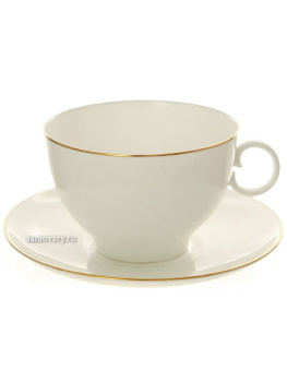 Чайная чашка с блюдцем форма "Яблочко" рисунок "Золотой кант", Императорский фарфоровый завод