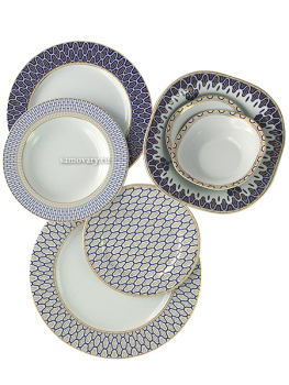 Столовый сервиз форма "Европейская-2", рисунок "Саламандра" 6/22, Императорский фарфоровый завод