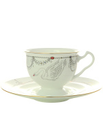 Чашка с блюдцем чайная форма "Айседора", рисунок "Волшебное лебединое озеро", Императорский фарфоровый завод