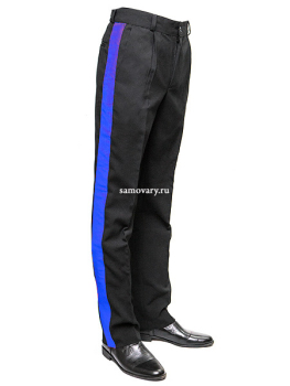 Брюки из полушерсти черные с синим лампасом