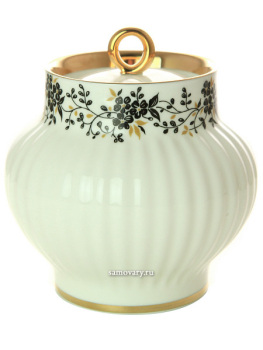 Сахарница форма "Волна", рисунок "Тонкие веточки", Императорский фарфоровый завод