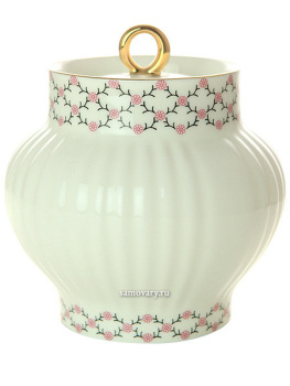 Сахарница форма "Волна", рисунок "Розовая сетка", Императорский фарфоровый завод