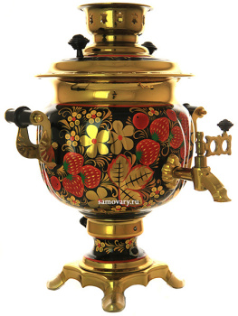 Электрический самовар 3 литра с художественной росписью "Хохлома рыжая" с автоматическим отключением при закипании, арт. 147594а