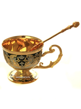 Позолоченный кофейный набор "Урал" на 4 персоны, Златоуст
