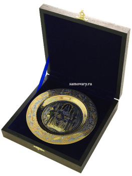 Декоративная тарелка "Перун" позолоченная, Златоуст