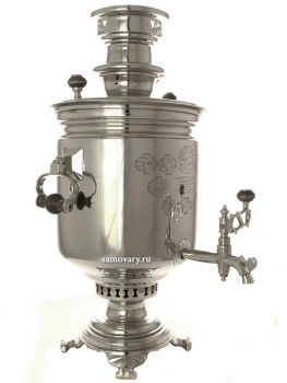 Самовар на дровах 7 литров никелированный цилиндр с вислыми ручками фабрика В.С. Баташева арт. 433772