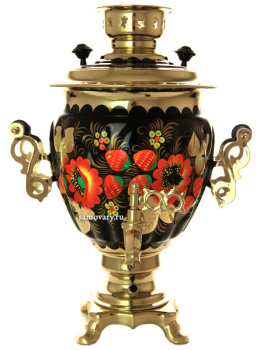 Набор самовар электрический 3 литра "Маки на черном" с автоматическим отключением при закипании, арт. 147597к