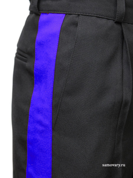 Брюки из полушерсти черные с синим лампасом