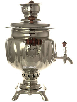Самовар на дровах 2,5 литра никелированный "овал", арт. 210548