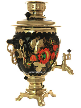 Набор самовар электрический 3 литра "Маки на черном" с автоматическим отключением при закипании, арт. 147597к