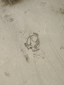 Никелированный антикварный поднос для самовара овальный, 80*60 см