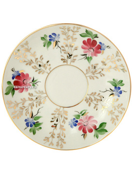 Сервиз чайный форма "Тюльпан" рисунок "Золотые травки" 6/14, Императорский фарфоровый завод