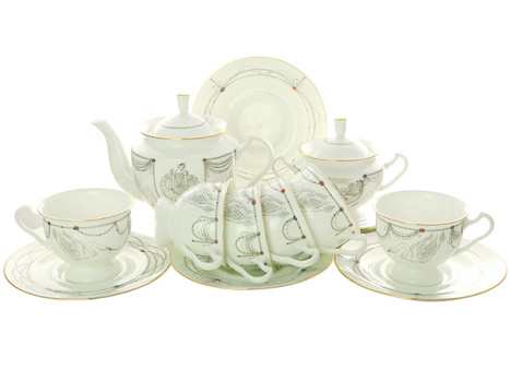 Сервиз чайный форма "Айседора", рисунок "Волшебное лебединое озеро" 6/14, Императорский фарфоровый завод