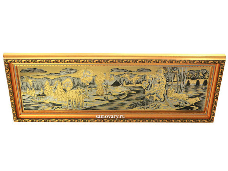 Позолоченная настенная гравюра "Кордон лесника", Златоуст