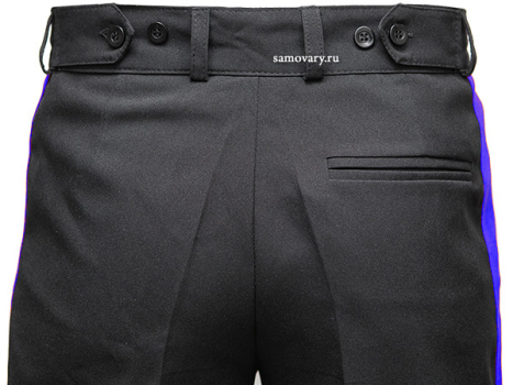 Брюки из полушерсти черные с синим лампасом