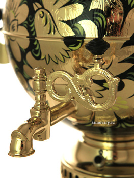 Электрический самовар 5 литров с росписью "Золотые цветы на черном" с автоматическим отключением арт. 159693к