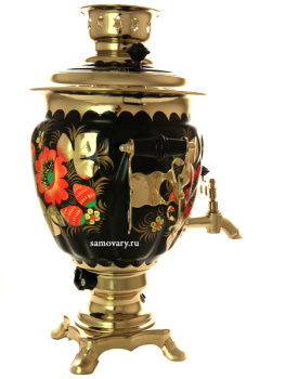 Набор самовар электрический 3 литра "Маки на черном" с автоматическим отключением при закипании, арт. 147597к