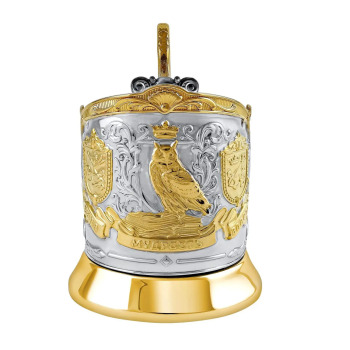 Набор для чая "Мудрый руководитель" никелированный с позолотой Кольчугино