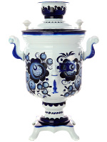 Электрический самовар 3 литра с художественной росписью "Гжель", "цилиндр", арт. 150478