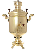 Угольный самовар 5 литров желтый "цилиндр" рифленый, арт. 220535