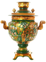 Электрический самовар 3 л с художественной росписью "Кудрина на зеленом фоне", арт. 110354