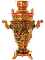 Электрический самовар 1,5 литра с хохломской росписью "Хохлома классическая", арт. 130200