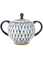 Фарфоровая сахарница форма "Тюльпан", рисунок "Кобальтовая сетка", Императорский фарфоровый завод