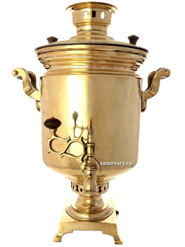 Угольный самовар (на дровах) 7 литров желтый "цилиндр", произведен в первой половине XX века в Туле, Артель Прогресс, арт. 433692