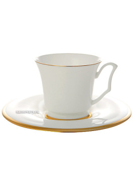 Кофейная чашка с блюдцем форма "Юлия" рисунок "Золотая лента", Императорский фарфоровый завод