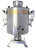 Электрический самовар 25 литров с покрытием "под серебро" с автоматическим отключением при закипании, арт. 124546а