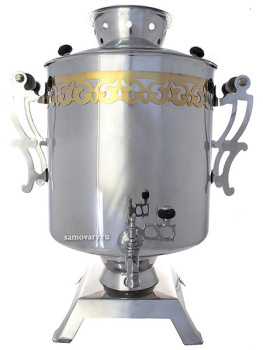 Электрический самовар 25 литров с покрытием "под серебро" с автоматическим отключением при закипании, арт. 124546а