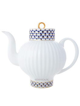 Чайник заварочный форма "Волна" рисунок "Кобальтовая сетка", Императорский фарфоровый завод