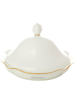 Масленка фарфоровая форма "Наташа", рисунок "Золотая лента", Императорский фарфоровый завод